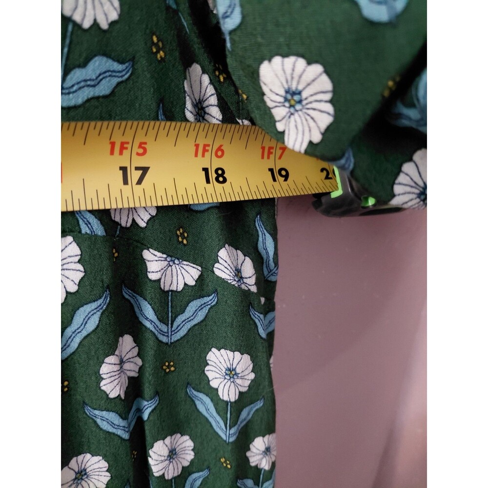 Boden Dress Women's US 12R Long Green Blue Floral Maxi Viscose Side Pockets - Picture 9 of 12